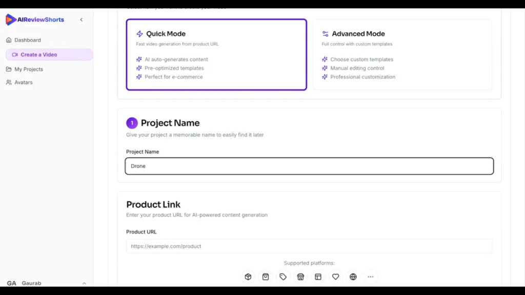 AI ReviewShorts working step 1
