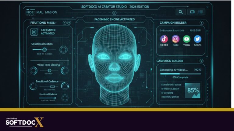 A futuristic dashboard showing the creation of Faceless AI Virtual Influencers for a 2026 marketing campaign.