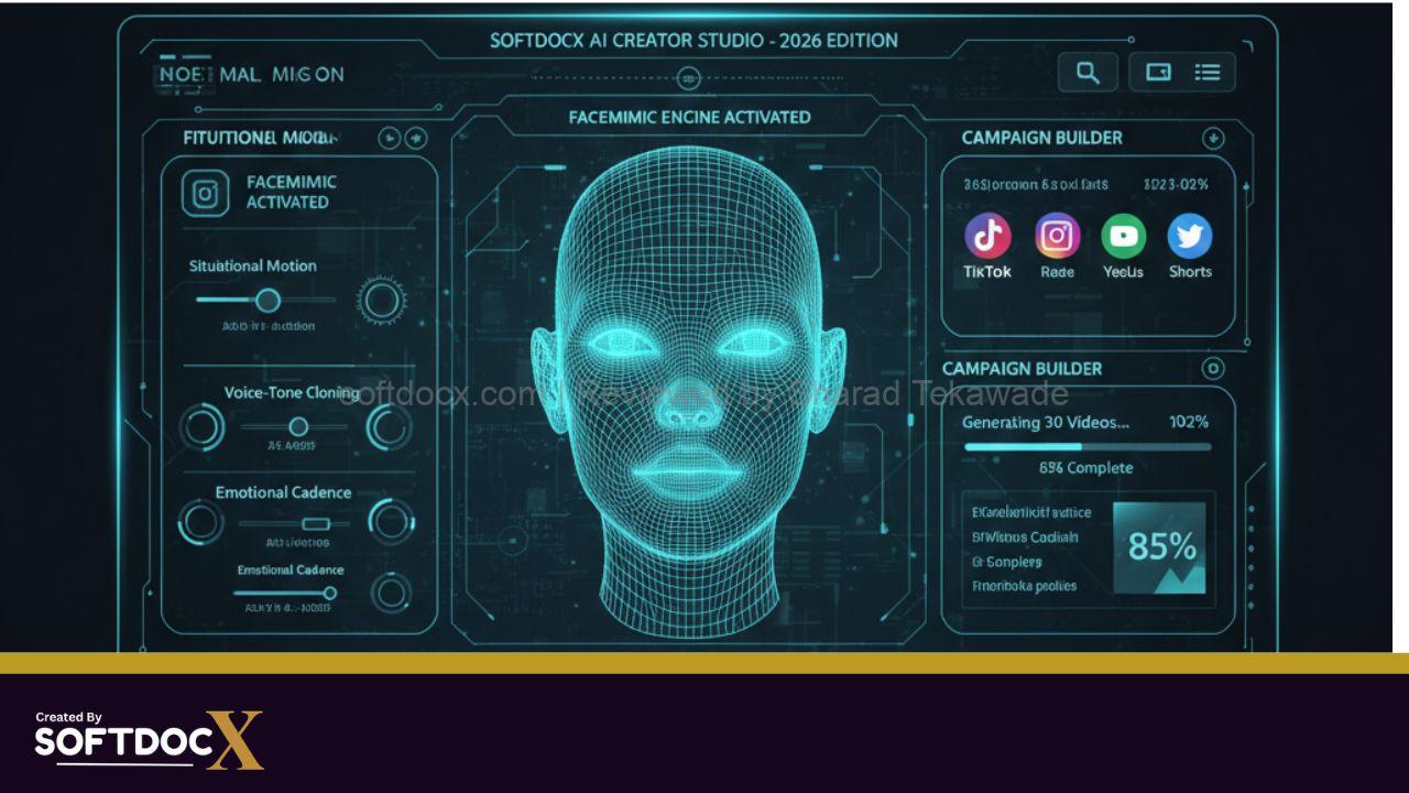 A futuristic dashboard showing the creation of Faceless AI Virtual Influencers for a 2026 marketing campaign.