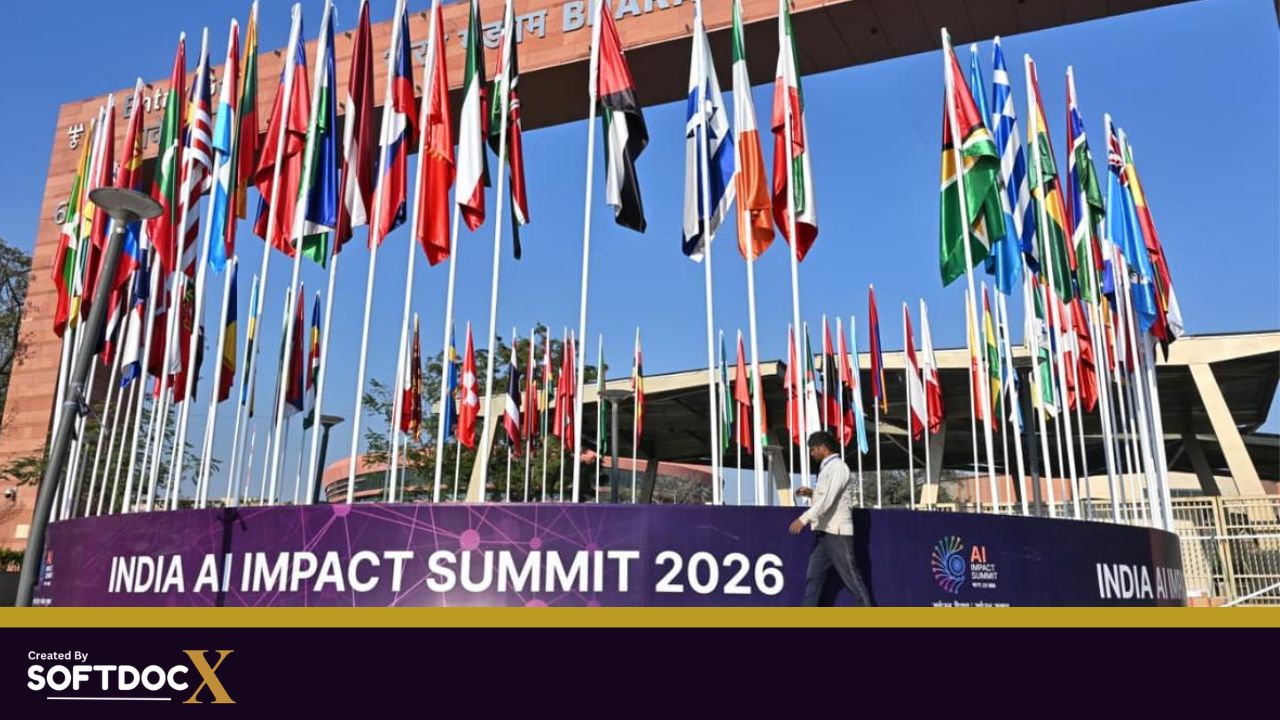 PM Modi inaugurating the India AI Impact Summit 2026 in New Delhi with global tech leaders.