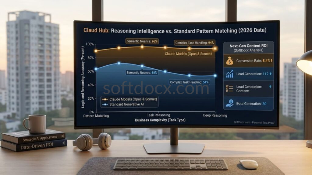 A data-driven graph comparing the logic and reasoning accuracy of Claude models against standard generative AI for business tasks